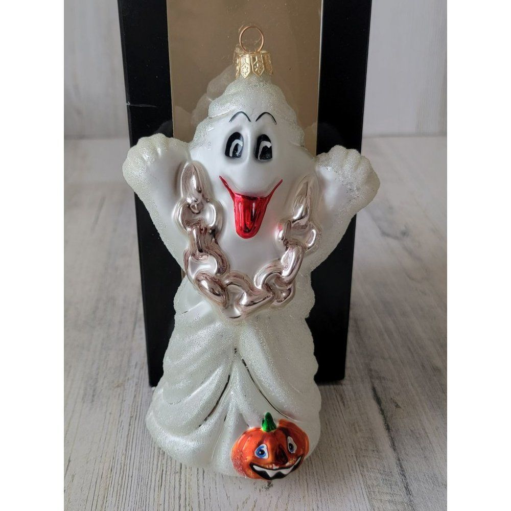 Radko boo who? blown glass Halloween ornament pumpkin‎